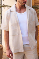 Seersucker Short Sleeve Shirt - Oat