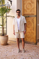 Seersucker Short Sleeve Shirt - Oat