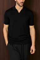 Soleil Knitted Shortsleeve Polo – Black