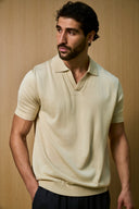 Soleil Knitted Short sleeve Polo – Oat
