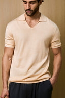 Creme Knitted Short Sleeve Polo – Butter