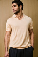 Creme Knitted Short Sleeve Polo – Butter