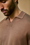 Rivoli Knitted Longsleeve Polo – Taupe