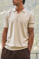 Soleil Knitted Shortsleeve Polo – Oat